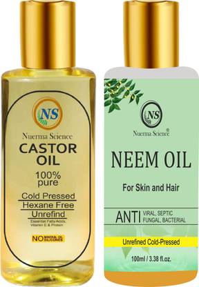 Nuerma Science Castor Oil & Neem Oil (For Hair Growth, Anti Fungal & Good Skin) (100 ML Each in Pack of 2) - Price in India, Buy Nuerma Science Castor Oil & Nuerma Science Castor Oil & Neem Oil (For Hair Growth, Anti Fungal & Good Skin) (100 ML Each in Pack of 2) - Price in India, Buy Nuerma Science Castor Oil &