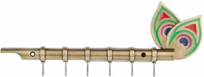 ROXA Big Flute Key Holder / Basuri Key Holder/ Key Stand / Key Holder / Key Hanger (6 Hooks, Gold) Brass Key Holder