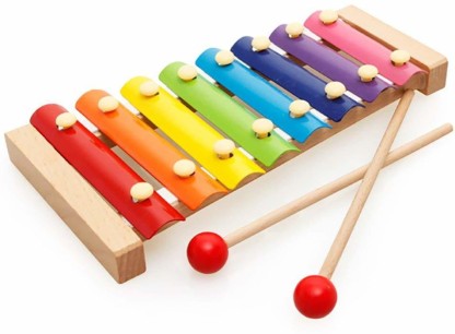 Wooden Musical Toys 8 Tones Natural Wooden Toddler Xylophone Portable Music Toys for Kids Baby with 2 Wood Mallets 