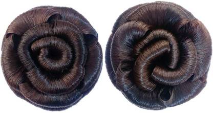 AROOMAN Full Artificial Juda Bun for Wedding and Party Hair Accessory Set