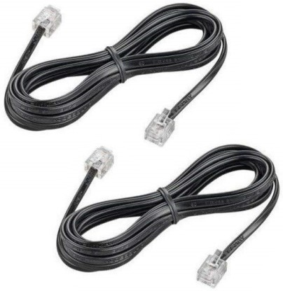 2 Pack 3 Feet Black Short Telephone Cable Rj11 Male to Male 36 inch Phone Line Cord 