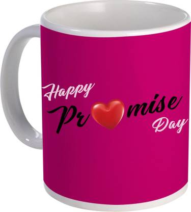 COLOR YARD best happy promise day with heart and pink background design on  Ceramic Coffee Mug Price in India - Buy COLOR YARD best happy promise day  with heart and pink background