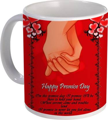 COLOR YARD best happy promise day with hand red background color design on  Ceramic Coffee Mug Price in India - Buy COLOR YARD best happy promise day  with hand red background color