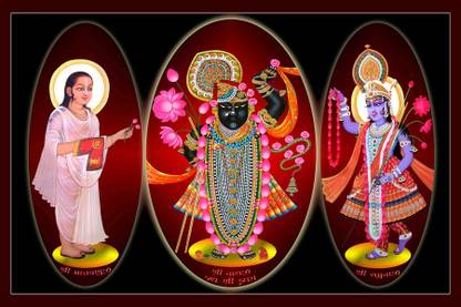 ZANKHI ART Lord Shrinathji with Yamunaji and Mahaprabhuji Wall Paintign with Sparkle Coated Lami 24 Inch x 36 Inch painting Digital Reprint 24 inch x 36 inch Painting Price in India - ZANKHI ART Lord Shrinathji with Yamunaji and Mahaprabhuji Wall Paintign with Sparkle Coated Lami 24 Inch x 36 Inch painting Digital Reprint 24 inch x 36 inch Painting Price in India -