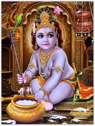 Makhan Chor Shree Krishna Sparkle Coated Self Adesive Poster Without Frame  Paper Print - Religious posters in India - Buy art, film, design, movie,  music, nature and educational paintings/wallpapers at 