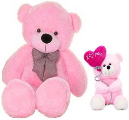 EJEBO TOYS Gift Combo Teddy Pink & Pink Bear & Balloon Heart 5 Feet Huggable ,Big very soft and sweet,anniversary for pleasant Gift,hug able teddy bear  - 152 cm