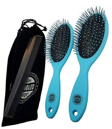 Tangled 2-Pack Detangling Hair Brush (Blue) with MICROFIBER BAG and COMB -  Price in India, Buy Tangled 2-Pack Detangling Hair Brush (Blue) with  MICROFIBER BAG and COMB Online In India, Reviews, Ratings