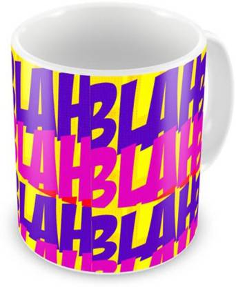 iShoppe Pop Art Pattern Trendy - Blah Blah Coffee, 12 Oz, Perfect for Coffee and Tea Lovers - Great Cup for Him or Her At Home or Office Ceramic Coffee Mug