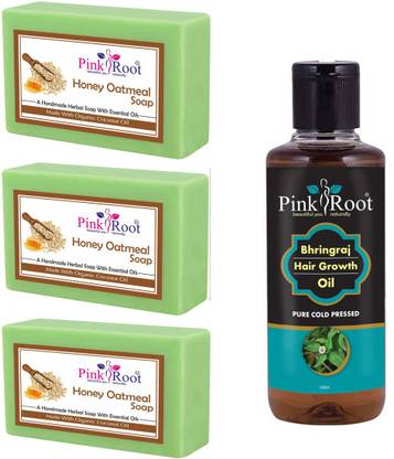 PINKROOT Honey Oatmeal Soap Pack of 3 with Bhringraj Hair Growth Oil 100ml Price in India - Buy PINKROOT Honey Oatmeal Soap Pack of 3 with Bhringraj Hair Growth Oil 100ml online PINKROOT Honey Oatmeal Soap Pack of 3 with Bhringraj Hair Growth Oil 100ml Price in India - Buy PINKROOT Honey Oatmeal Soap Pack of 3 with Bhringraj Hair Growth Oil 100ml online