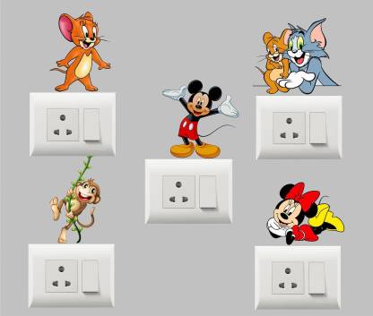 MADHUBAN DECOR 10 cm Multicolor Creative Funny Cartoon Characters Switch  Board Sticker For Switch Board Wall 3D Decal Creative Multicolor Beautiful  Standard Size Self Adhesive Sticker Price in India - Buy MADHUBAN