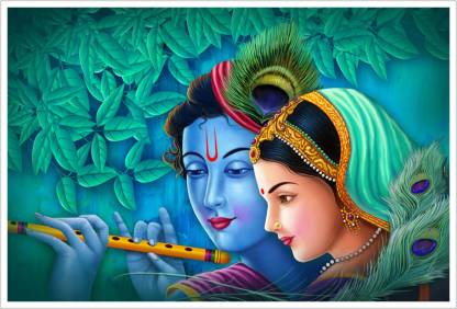 Radhe Krishna Green Background Religious Paper Poster Paper Print -  Religious posters in India - Buy art, film, design, movie, music, nature  and educational paintings/wallpapers at 