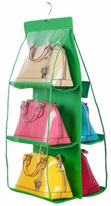 Noyokere 6 Pocket Large Clear Purse Handbag Hanging Storage Organizer Purse Bag Collection Storage Holder Green 