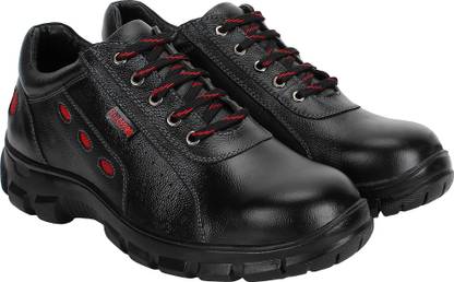 MANSLAM MSL25-Black Steel Toe Genuine Leather Safety Shoe (Black, S1)