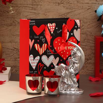 Tied Ribbons Valentine Gift For Husband Wife Girlfriend Boyfriend Girls Boys Romantic Gift Combo Couple Showpiece Figurine Tealight Candle Holders And Carry Bag Assorted Gift Box Price In India Buy