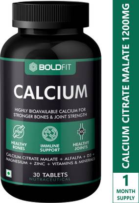 boldfit alfalfa calcium citrate malate 1200mg tablets men women for bones joints