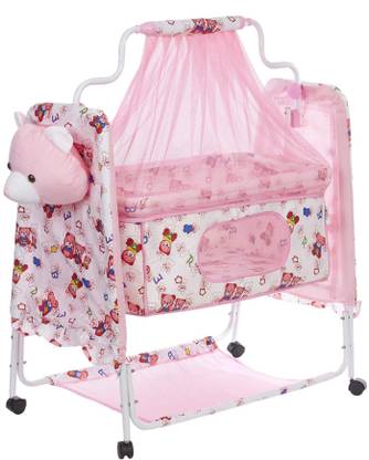 Fun Baby Newborn Baby Littlenest Pink Bassinet Cradle With Mosquito Net Canopy And Wheels Recommened For