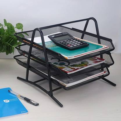 Flipkart Com Vms 3 Compartments Metal Officebuddy Metal Mesh 3 Tier Document Tray Desk Organizer Desktop Letter Mail A4 Paper Holder Newspaper Holder Sliding Wire Mesh File Tray For Office