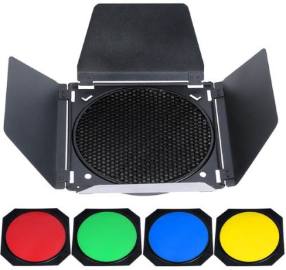 Godox bd-04 Barndoor con Grid & filtri colore diffusa Set per 7" Bowens Riflettore 