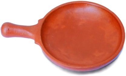 Terracotta Pot KLEO Terracotta Tawa with Stand 8 INCH Natural Clay Handmade Cookware Earthenware Pot Roti Tawa