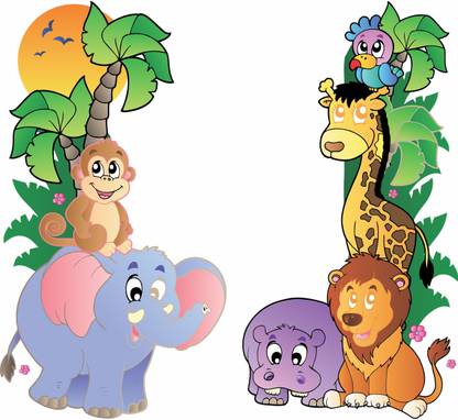 Decor Production Medium Jungle Cartoon Animals Decorative Wall Sticker Price In India Buy Decor Production Medium Jungle Cartoon Animals Decorative Wall Sticker Online At Flipkart Com