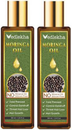 Vedlekha 100% Pure & Natural Moringa Oil For Hair Growth,  Dandruff-100ml-Packof-2-Bottle- Hair Oil - Price in India, Buy Vedlekha  100% Pure & Natural Moringa Oil For Hair Growth,  Dandruff-100ml-Packof-2-Bottle- Hair Oil Online