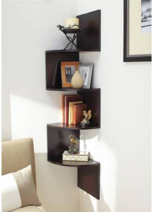 Homenrich Zigzag Corner Shelf, Wooden Corner Wall Shelves Living Room