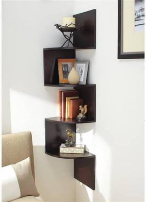 Homenrich Zigzag Corner Shelf Wall Rack For Living - Wooden Corner Wall Shelves Living Room Homenrich Zigzag Corner Shelf Wall Rack For Living - Wooden Corner Wall Shelves Living Room