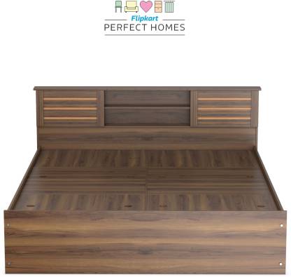 Best Design Waltz Engineered Wood Queen Box Bed Latin Walnut Color Finish