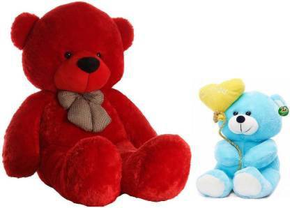 EJEBO TOYS Gift Combo Teddy Red & blu Bear & Balloon Heart 4 Feet Huggable ,Big very soft and sweet,anniversary for pleasant Gift,hug able teddy bear  - 122 cm