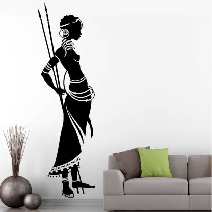 Stickme African Tribal Woman Decorative Creative Colorful Wall Sticker Sm725 A In India At Flipkart Com - Tribal Wall Art Stickers