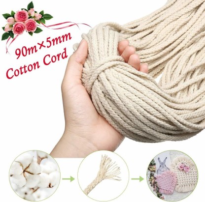 Natural Cotton Cord Rope DIY Macrame Cord Colored Cotton Rope Wall Hanging Plant Hanger Craft Making Knitting Rope Home Decoration 13 Colors 3mm200m/4mm110m 4mm, Purple 