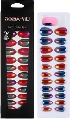 ROZIA Artificial Nails Set Colorful Fake Nails, Full Cover Short Round UV Top Coat Artificial Acrylic Nails, Premium Salon Chrome False Nails with Glue Multicolor - Price in India, Buy ROZIA Artificial ROZIA Artificial Nails Set Colorful Fake Nails, Full Cover Short Round UV Top Coat Artificial Acrylic Nails, Premium Salon Chrome False Nails with Glue Multicolor - Price in India, Buy ROZIA Artificial