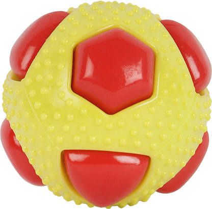 yellow squeaky dog ball