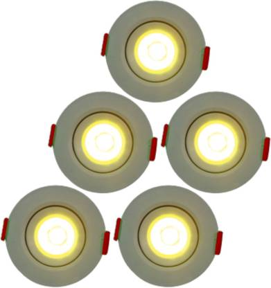 repertoire Populair stopverf D'Mak LED Ceiling COB Spot Light - 3 Watt - Round - Warm White (Pack Of 05|  3w cob Light || led Lights for Decoration | Recessed Ceiling Lamp Price in  India -