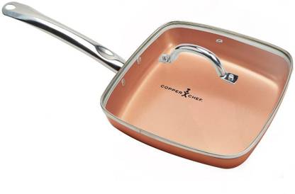 Frying Pan Nonstick Fry Pan with Lid 9.5 Skillet with Ceramic Coating Copper Pan Gas Induction Compatible