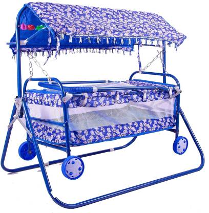 STEELOART Baby Cradle Cot Cum Stroller Blue Bassinet For Baby Boys & Baby Girls  (Blue)