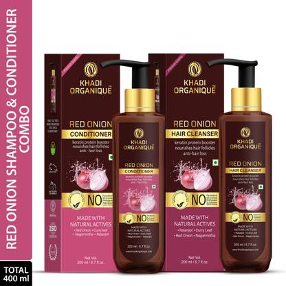 Khadi Organique Hair Care Kit (Red Onion Shampoo + Onion Hair Conditioner (SLS & PARABEN FREE)