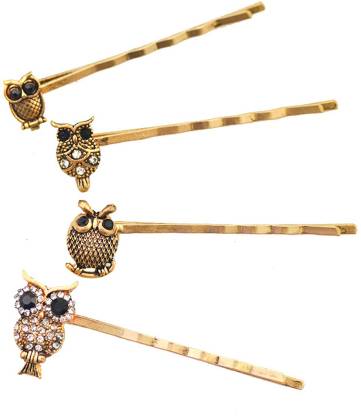 Young & Forever Quirky owl Black Crystal Bobby pins Hair Clips Antique Gold  Plated Cubic Zircon Hair Accessories Hair Pin Price in India - Buy Young &  Forever Quirky owl Black Crystal