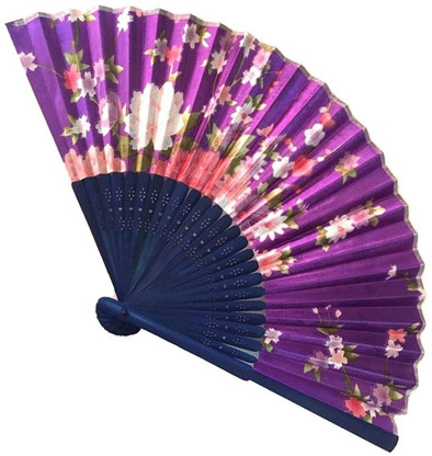 Sage Square Purple Chinese Plastic Fan 