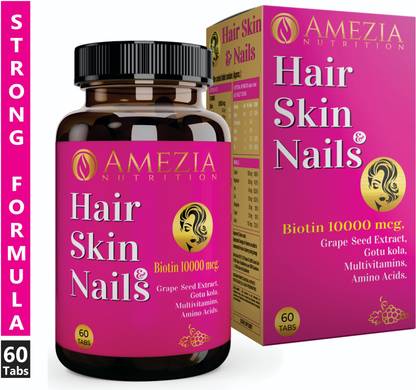 amezia hair skin nails with biotin 10000 mcg multivitamins