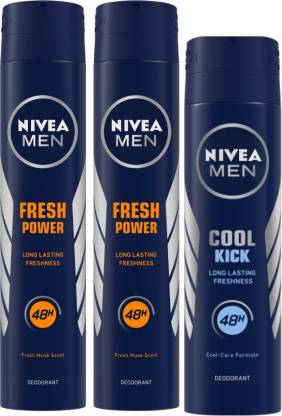 Poort emotioneel Gewoon overlopen NIVEA MEN Deodorant, Fresh Power, 200ml & MEN Deodorant, Cool Kick, 150ml  (Pack of 3) Body Spray - For Men - Price in India, Buy NIVEA MEN Deodorant,  Fresh Power, 200ml &