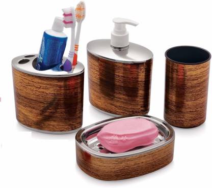 Soap Dispenser Toothbrush Holder, Wooden Bathroom Accessories Sets