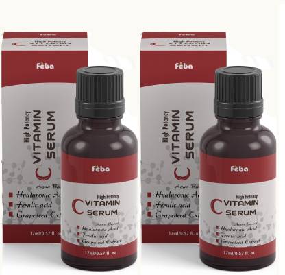 Feba Vitamin C Serum For Face With Hyaluronic Acid, Witch Hazel Extract, Grape Seed Extract, Face Pigmentation ( Pack of 2 )