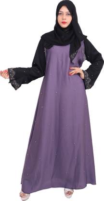 ARAB B_12 BURKHA FOR WOMEN WITH HIJAB NIDA FABRIC Crepe Chiffon Solid Burqa With Hijab