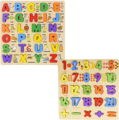 wooden alphabet and number puzzle