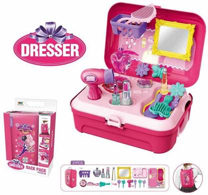 Mickleys Beauty Girls Set Toys Play Makeup Dressing Table Toy 21 Pcs Makeup Set Toys Dressing Table Toy 21, Makeup Vanity Toy Set 21 Pcs