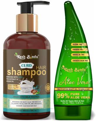 KeshBindu Curd Anti-Breakage- VITAMIN-E Shampoo 300ml & 99% Pure Aloe Vera  Multipurpose Gel for Skin and Hair 130ml Combo Kit Price in India - Buy  KeshBindu Curd Anti-Breakage- VITAMIN-E Shampoo 300ml &
