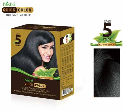 Nisha Quick Color Henna Based Hair Color 60gm Natural Black (Pack of 1) -  Price in India, Buy Nisha Quick Color Henna Based Hair Color 60gm Natural  Black (Pack of 1) Online