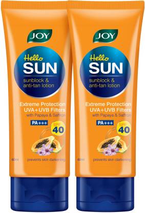 Joy Hello Sun SunBlock & Anti-tan Lotion ( Pack of 2 x 60ml) - SPF 40 PA+++