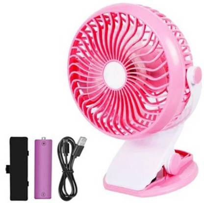 Rich Hood Mini Mute Clip Fan Rechargeable Silent 4 Blades Baby Stroller Fans Portable Air Cooling
